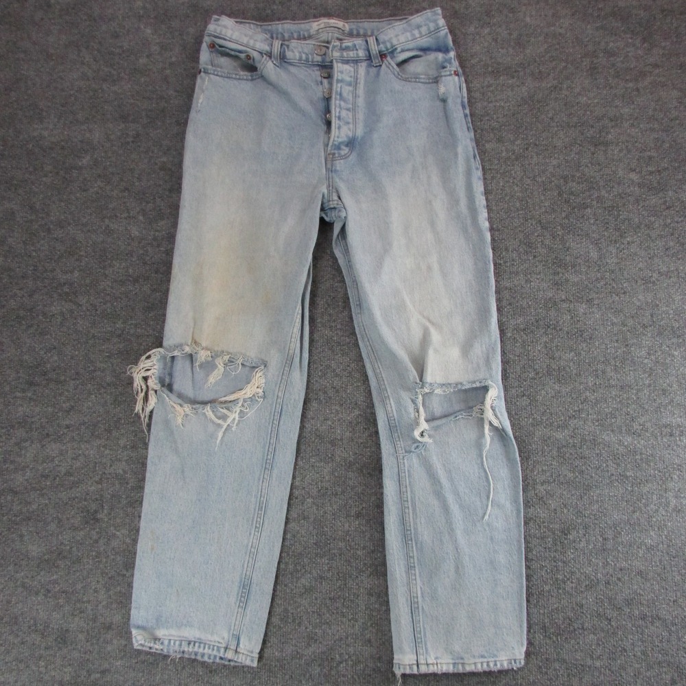 Abercrombie & Fitch The Dad High Rise Distressed Light Wash Jeans 30 10R Thrash